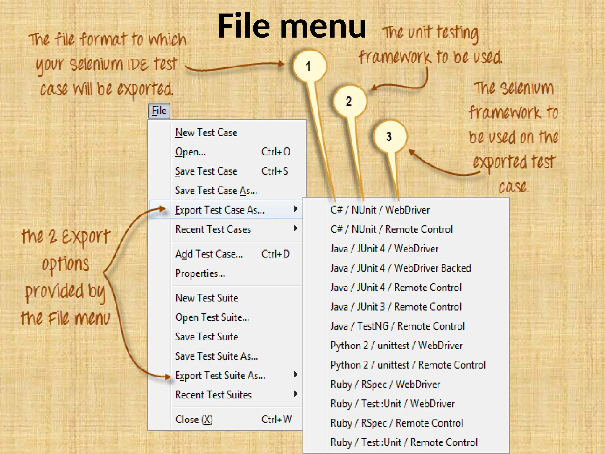 File menu
 
