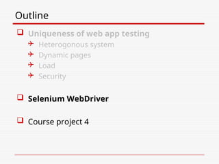 Comprehensive Web Application Testing Using Selenium WebDriver | PPT