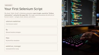 Selenium-Automating-the-Web.Selenium is one of the most widely used ...