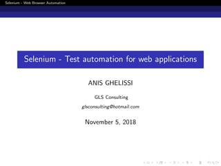 Selenium -Test automation for web applications | PPT image.