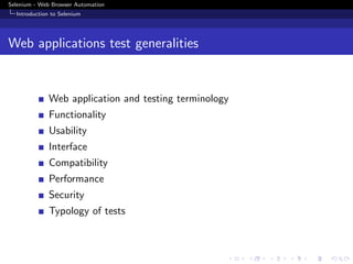 Selenium -Test automation for web applications | PPT