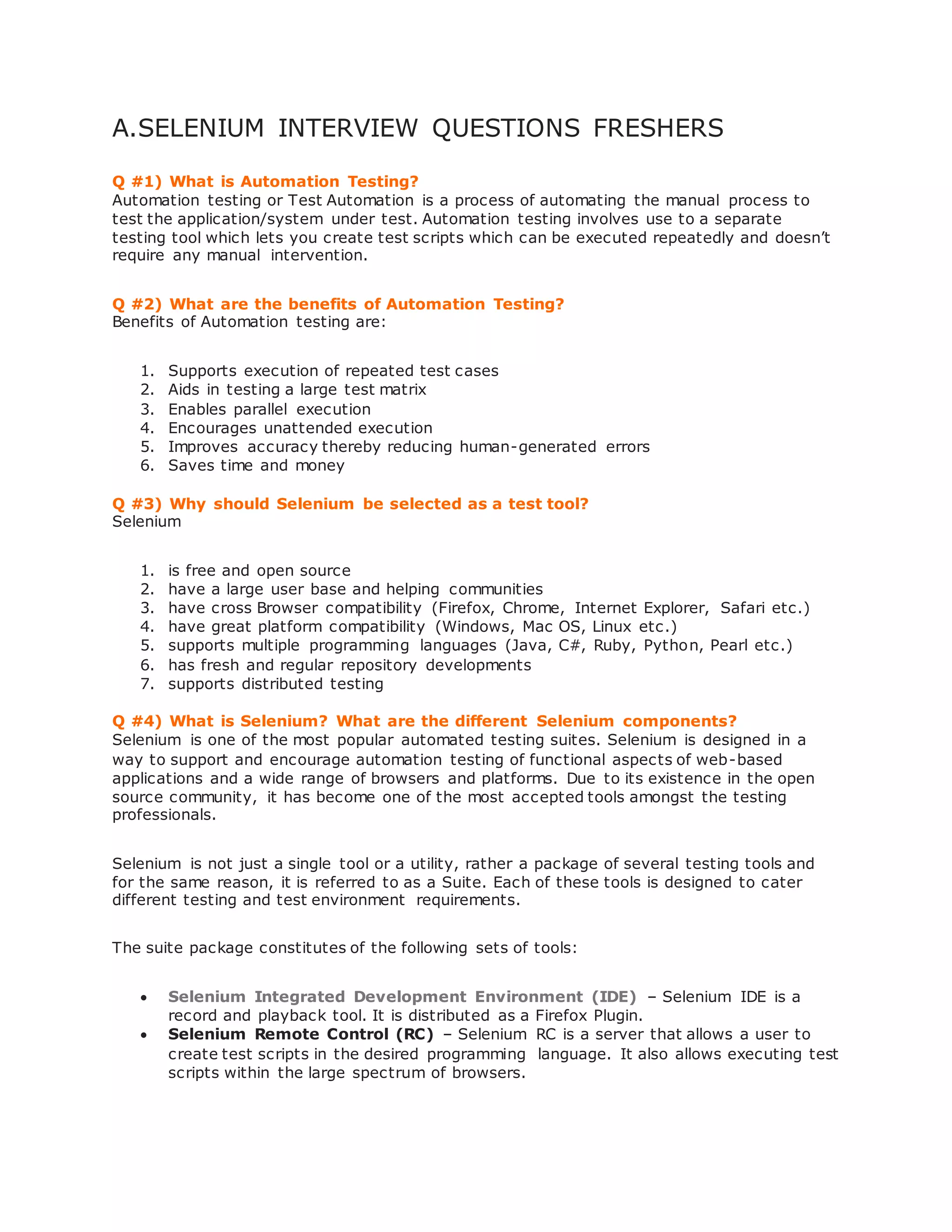 Selenium interview-questions-freshers | PDF