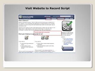 Visit Website to Record ScriptVisit Website to Record Script
 