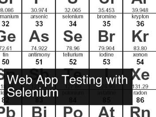 Web App Testing with Selenium 