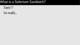 What is a Selenium Sandwich?
Tasty!!!
No really..
 