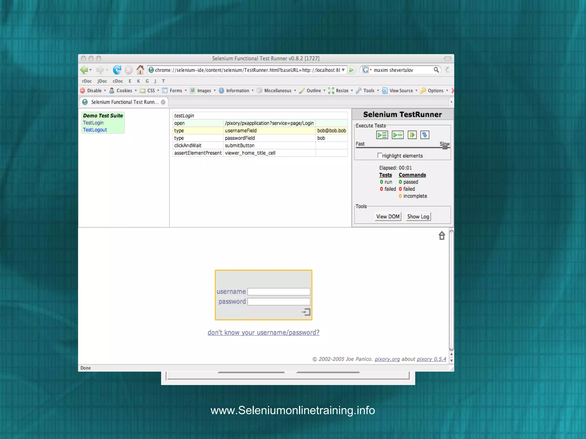 TestRunner Control
www.Seleniumonlinetraining.info
 