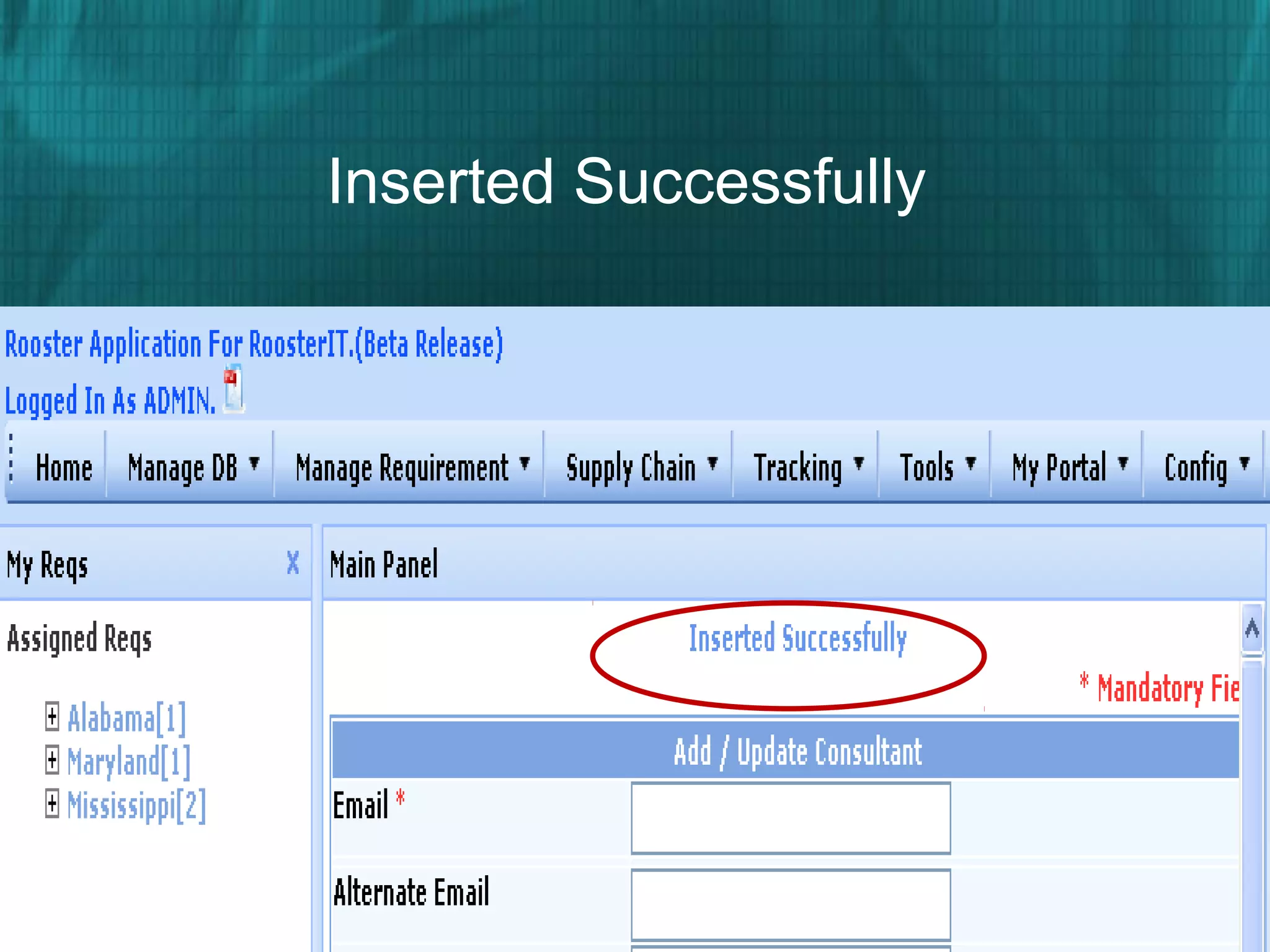 Inserted Successfully
 