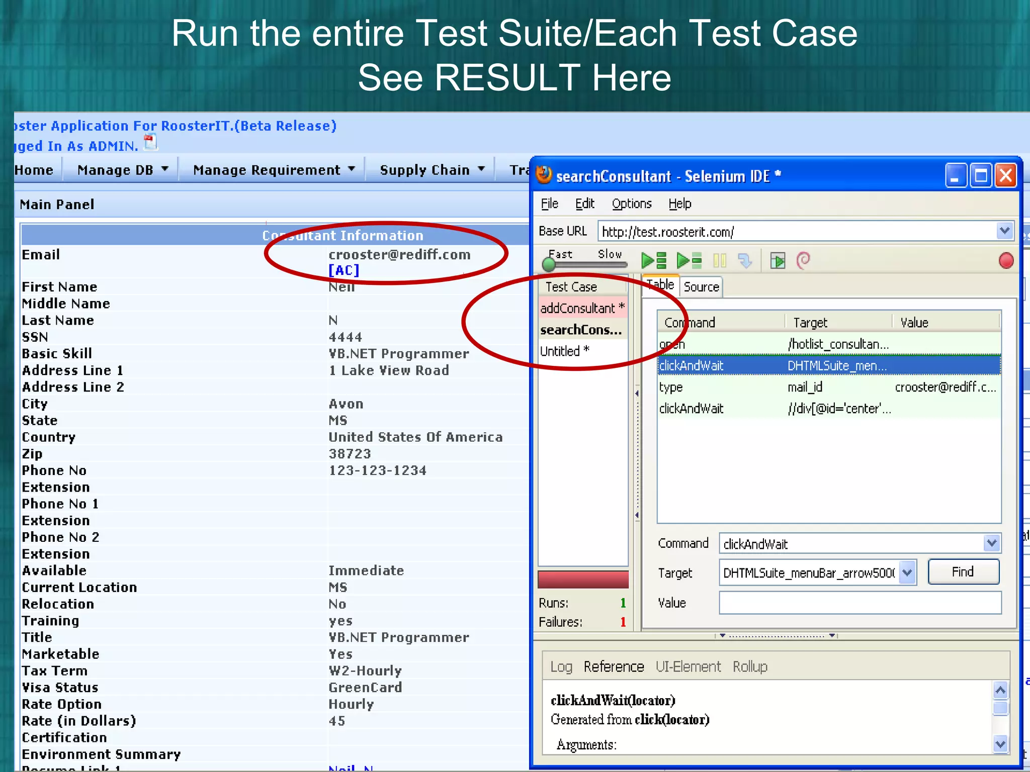 Run the entire Test Suite/Each Test Case
See RESULT Here
 