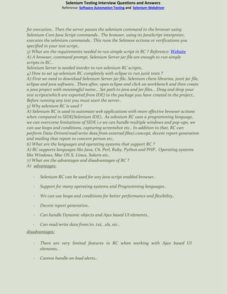Selenium Automation Testing Interview Questions And Answers | PDF
