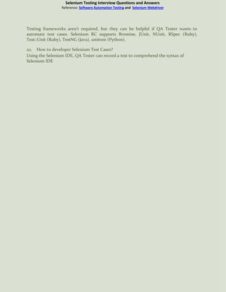 Selenium Automation Testing Interview Questions And Answers | PDF