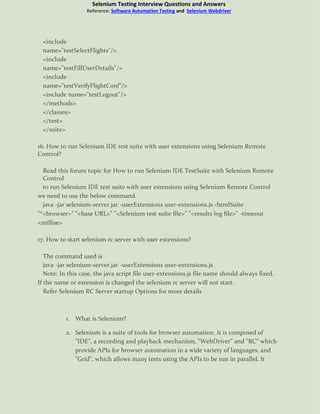 Selenium Automation Testing Interview Questions And Answers | PDF
