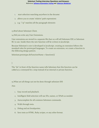 Selenium Automation Testing Interview Questions And Answers | PDF