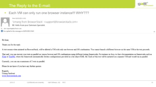 16Confidential and propriety Galil Software, Ltd. 201219.8.12
 Each VM can only run one browser instance!!! WHY???
The Reply to the E-mail:
 