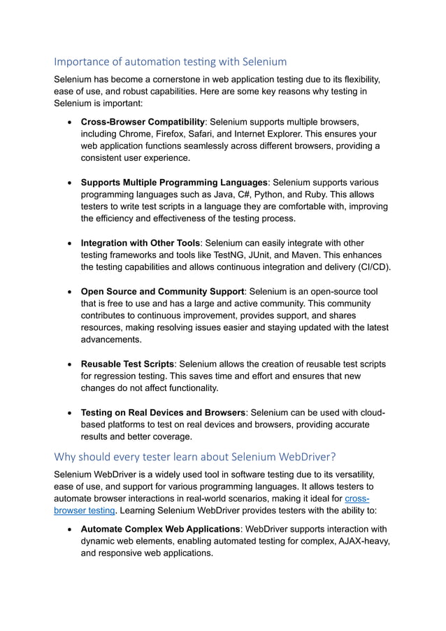 Selenium Automation Testing - A Complete Guide | PDF