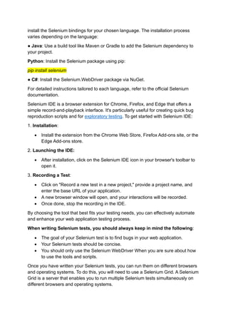 Selenium Automation Testing - A Complete Guide | PDF