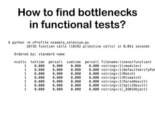 How to find bottlenecks
in functional tests?
 