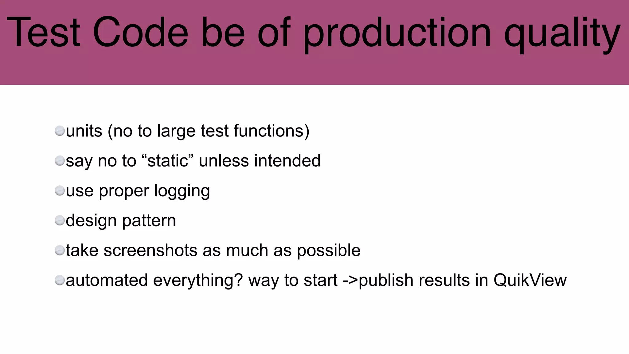 Live Demo to RSA(QuickView)
All Tests execution in 1 go post release deployment
All feedback at 1 place
Implementing http://p00j4.github.io/
Understanding how could use for specific need
Certainly we don’t want such instant fixing
and running into more issues on production!
 