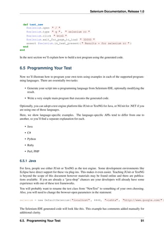 Selenium documentation, | PDF