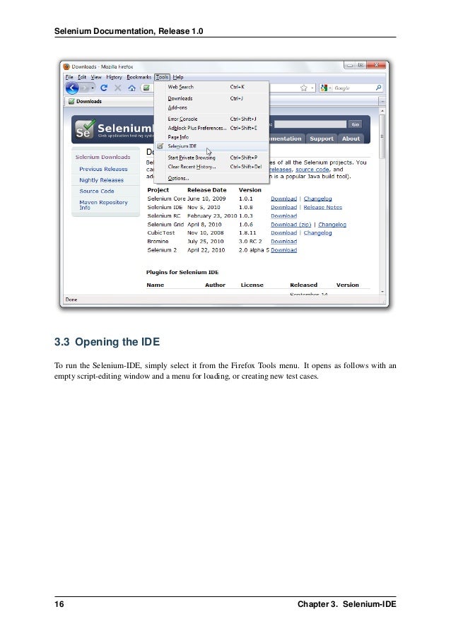 Selenium documentation,