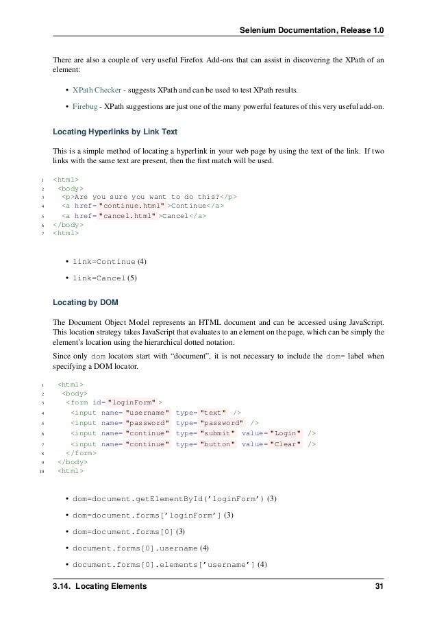 Selenium documentation,
