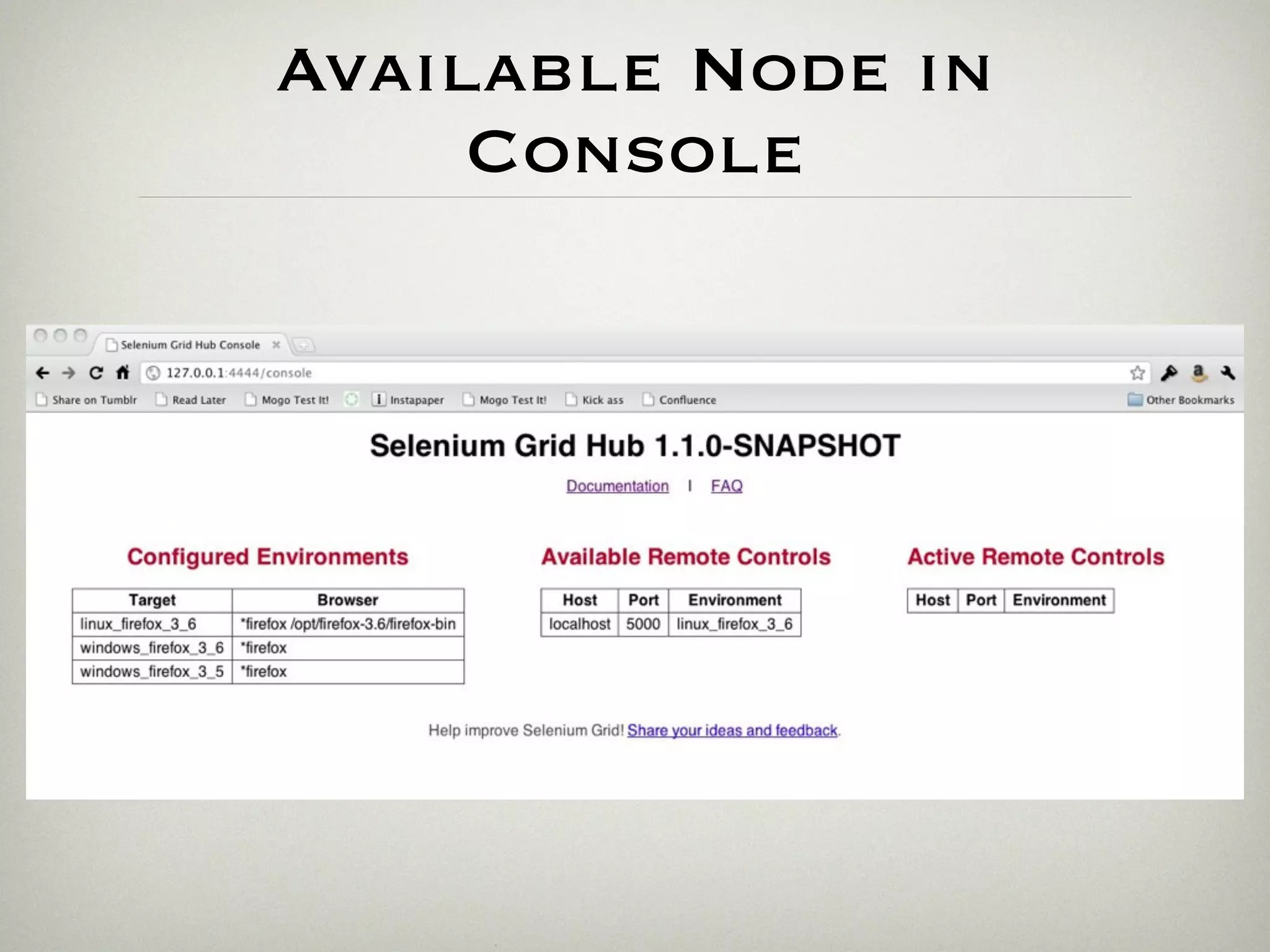 Available Node in
     Console
 