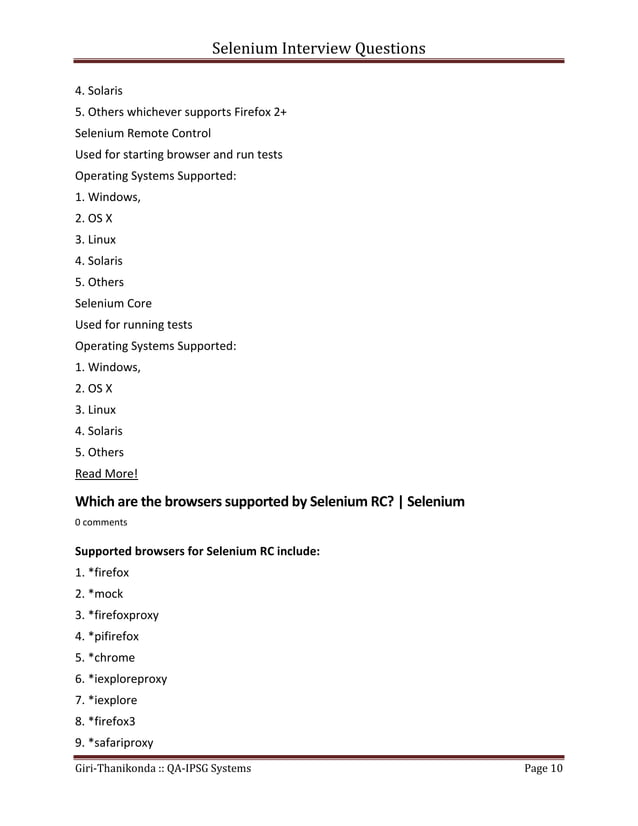 Selenium interview questions