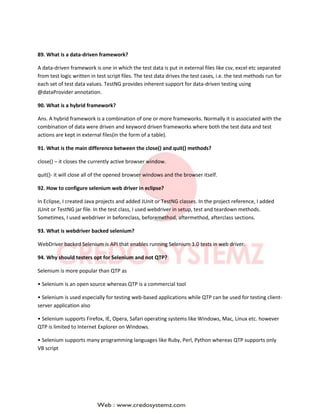 Selenium interview questions and answers | PDF