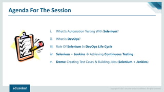 Learn How Selenium And Jenkins Fit In DevOps | Edureka Live | PDF