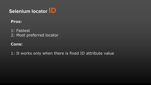 Selenium locators: ID, Name, xpath, CSS Selector advance methods | PPTX