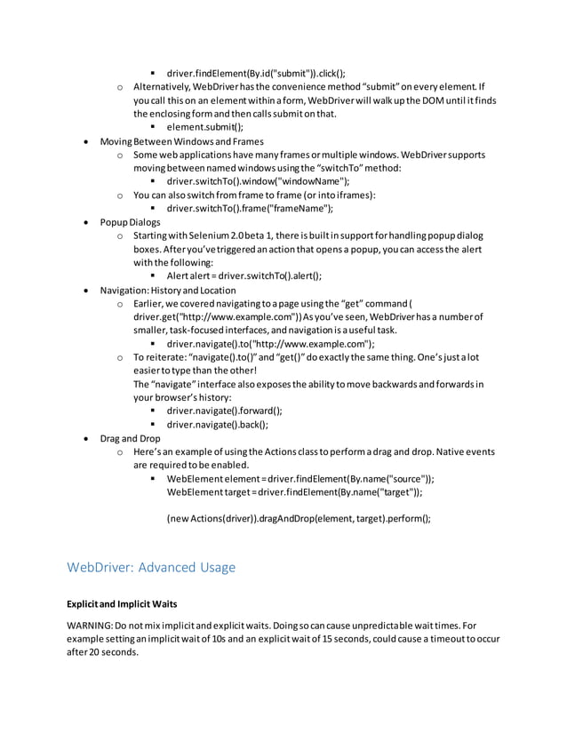 Selenium notes | PDF