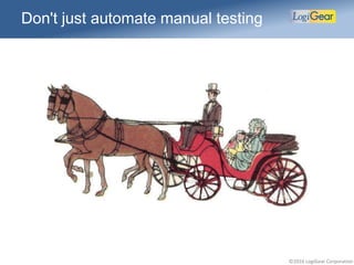©2016 LogiGear Corporation
Don't just automate manual testing
 