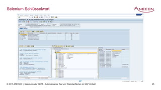 © 2015 ANECON | Selenium oder CBTA - Automatisierter Test von Weboberflächen im SAP Umfeld 25
Selenium Schlüsselwort
 