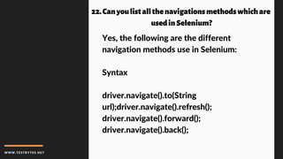 Top 25 Selenium Interview Questions And Answers 2018 Ppt Top 25 Selenium Interview Questions And Answers 2018 Ppt