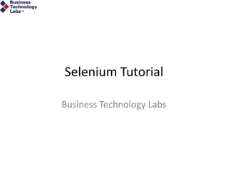 Selenium Tutorial Business Technology Labs 