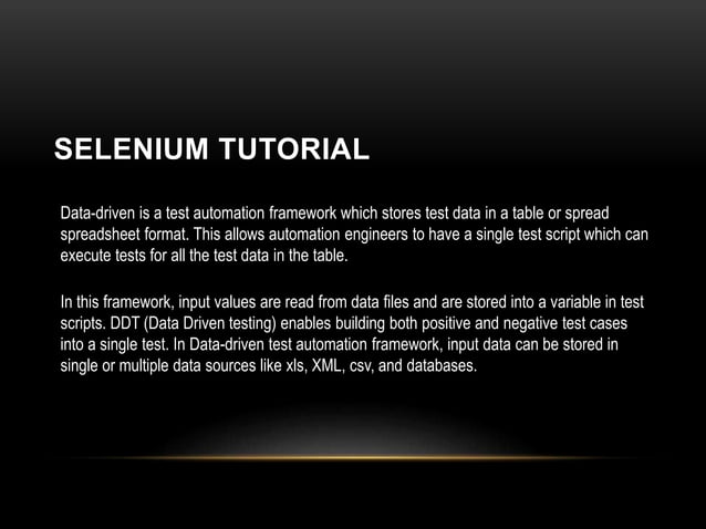 Selenium tutorials | PPTX | Programming Languages | Computing