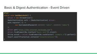 Basic & Digest Authentication - Event Driven
 