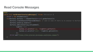 Read Console Messages
 
