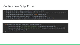 Capture JavaScript Errors
 