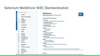 Selenium WebDriver W3C Standardization
 