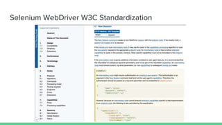 Selenium WebDriver W3C Standardization
 