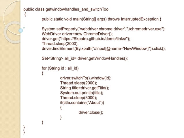 Selenium WebDriver methods Testing methods | PPTX