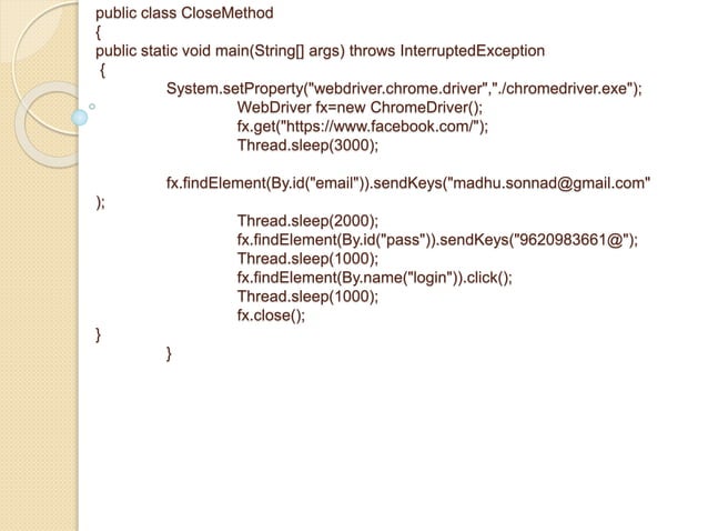 Selenium WebDriver methods Testing methods | PPTX