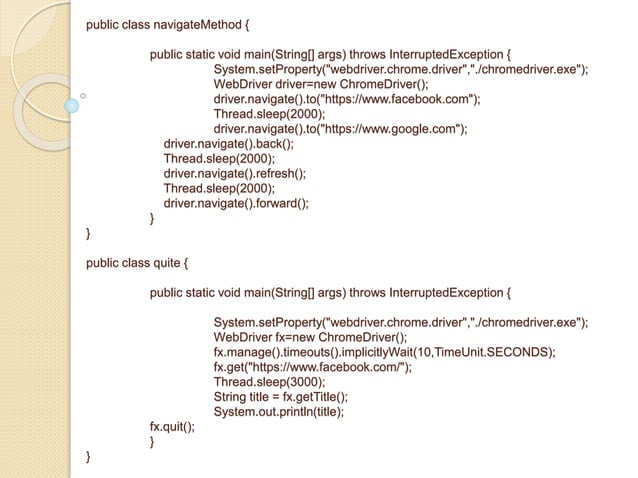 Selenium WebDriver methods Testing methods | PPTX