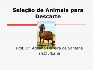 Seleção de Animais para Descarte Prof.  Dr.  Adelmo Ferreira de Santana [email_address] 