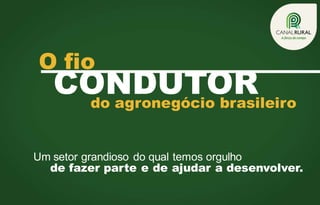 O fio

CONDUTOR
do agronegócio brasileiro

Um setor grandioso do qual temos orgulho
de fazer parte e de ajudar a desenvolver.

 