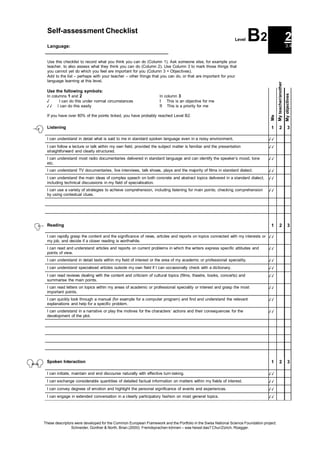 Self assessment checklists for sac | DOCX
