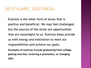 Self-Care and stress management module from | PPTX
