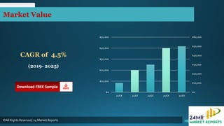 Market Value
©All Rights Reserved, 24 Market Reports
$0
$10,000
$20,000
$30,000
$40,000
$50,000
$60,000
$0
$10,000
$20,000
$30,000
$40,000
$50,000
20XX 20XX 20XX 20XX 20XX
CAGR of 4.5%
(2019- 2025)
 