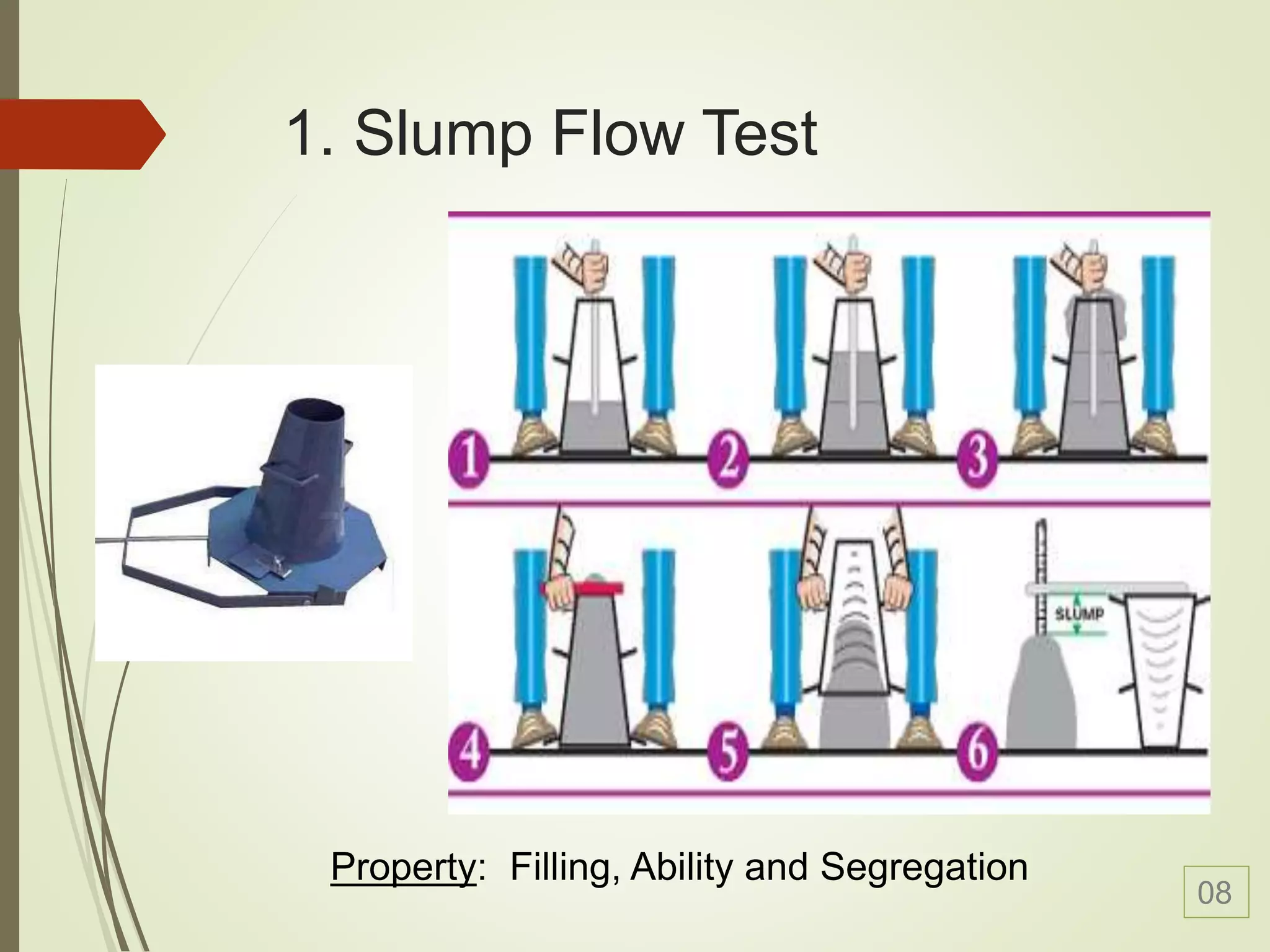 1. Slump Flow Test
Property: Filling, Ability and Segregation
08
 