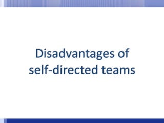 Disadvantages of self-directed teams